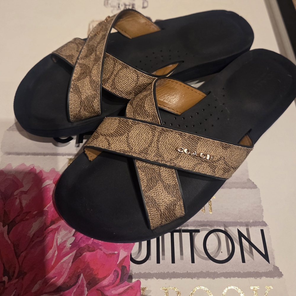 Coach Brown and Black Sandals